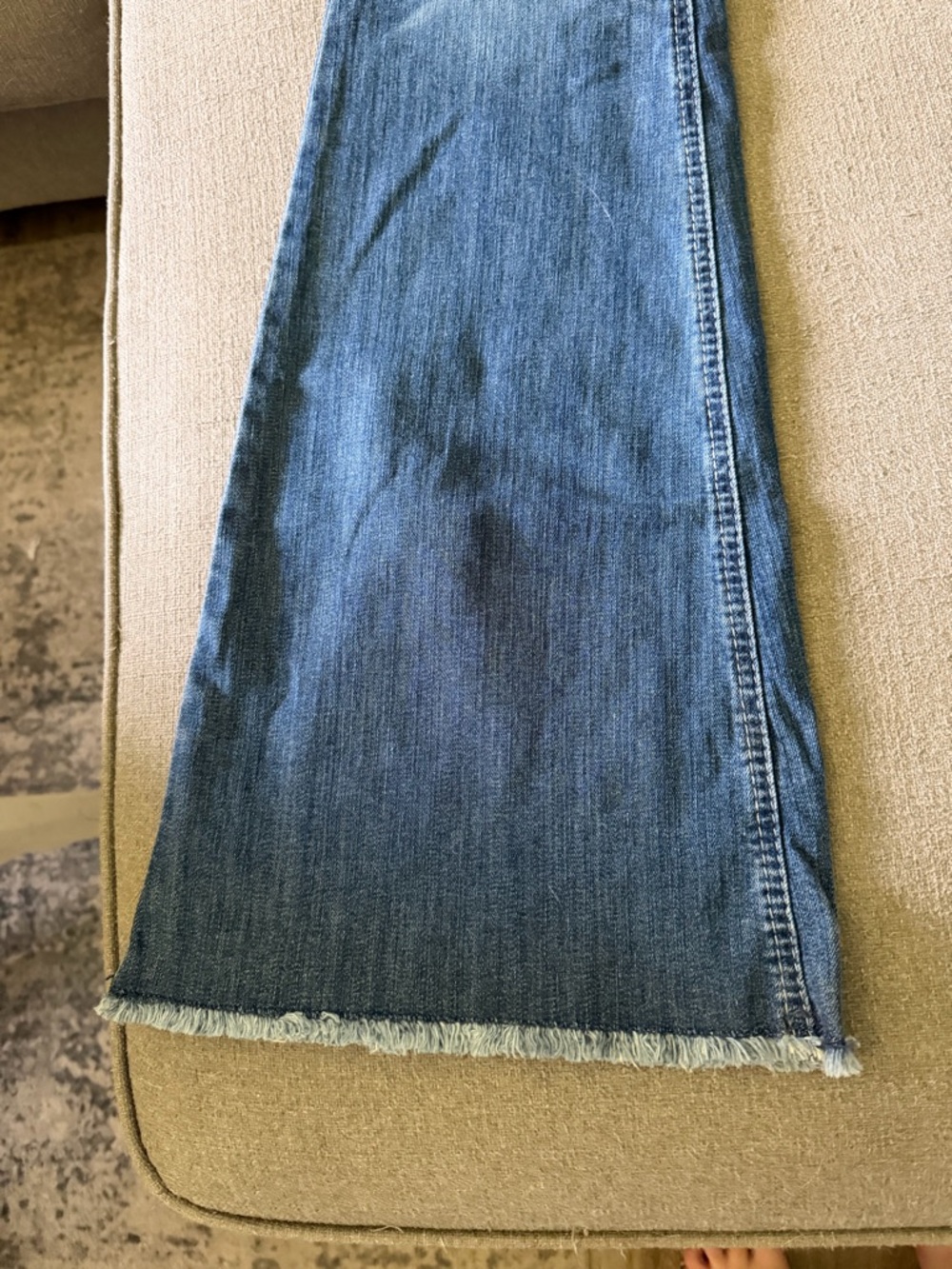 Ariat Blue Flared Jeans with Raw Hem - Picture 3 of 10